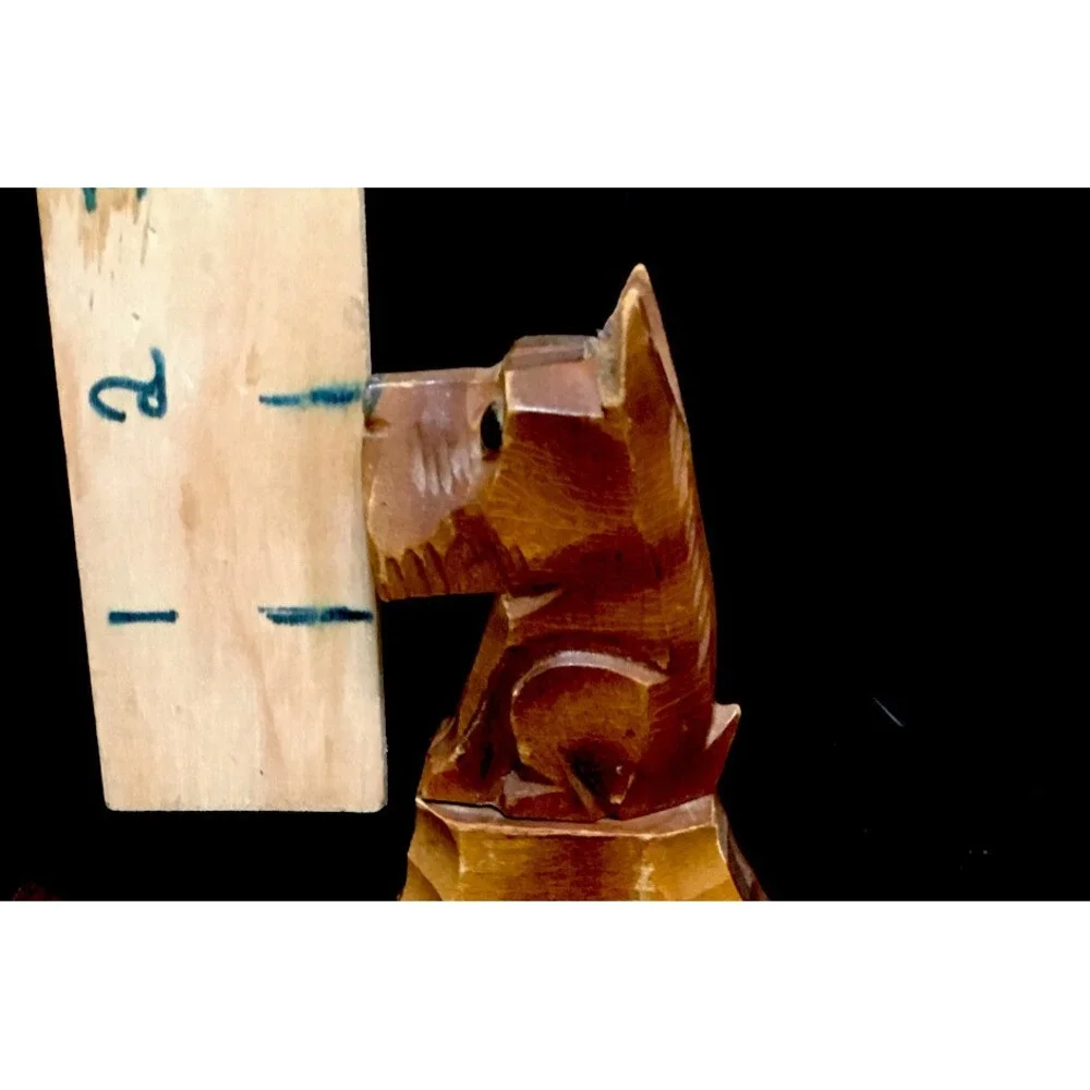 Vintage Scottish Terrier Scotty Dog Hand Carved Wooden Double Candle Holder